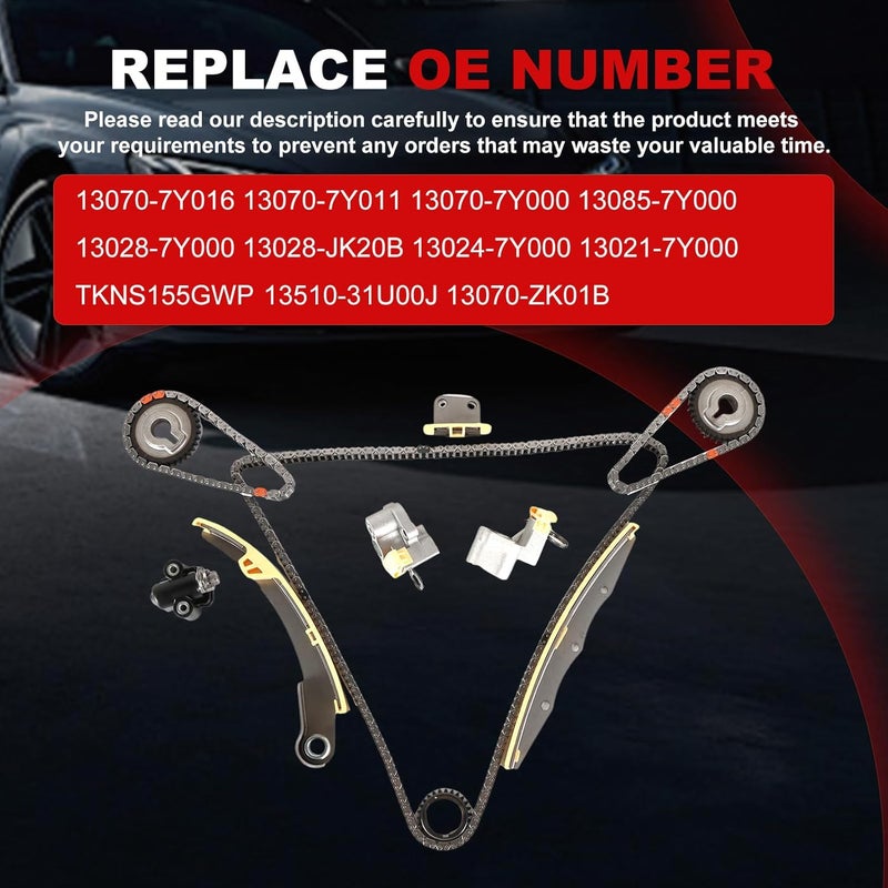 Autodevil Store Timing Chain Kit 3.5L Fit for Quest 2004-2009 for Maxima 2004-2008 for Altima 2004-2006 Automotive Repair Parts for Engine V6 DOHC 24V VQ35DE 13070-7Y016 / 13070-7Y011 / 13070-7Y000 - Image 2